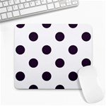 Polka Dots - Dark Purple on White Large Mousepad