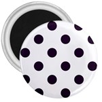 Polka Dots - Dark Purple on White 3  Magnet