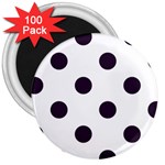 Polka Dots - Dark Purple on White 3  Magnet (100 pack)