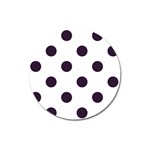 Polka Dots - Dark Purple on White Magnet 3  (Round)