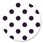 Polka Dots - Dark Purple on White Magnet 5  (Round)