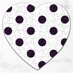 Polka Dots - Dark Purple on White Jigsaw Puzzle (Heart)