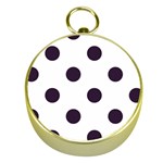 Polka Dots - Dark Purple on White Gold Compass
