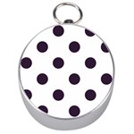 Polka Dots - Dark Purple on White Silver Compass