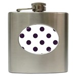 Polka Dots - Dark Purple on White Hip Flask (6 oz)