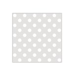 Polka Dots - White on Platinum Gray Satin Bandana Scarf