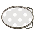 Polka Dots - White on Platinum Gray Belt Buckle