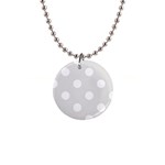 Polka Dots - White on Platinum Gray 1  Button Necklace