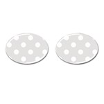 Polka Dots - White on Platinum Gray Cufflinks (Oval)