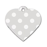 Polka Dots - White on Platinum Gray Dog Tag Heart (Two Sides)