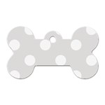 Polka Dots - White on Platinum Gray Dog Tag Bone (One Side)