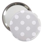 Polka Dots - White on Platinum Gray 3  Handbag Mirror