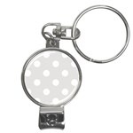 Polka Dots - White on Platinum Gray Nail Clippers Key Chain