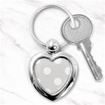 Polka Dots - White on Platinum Gray Key Chain (Heart)