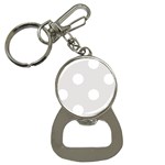 Polka Dots - White on Platinum Gray Bottle Opener Key Chain