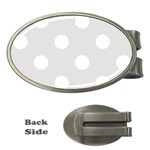 Polka Dots - White on Platinum Gray Money Clip (Oval)
