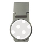 Polka Dots - White on Platinum Gray Money Clip (Round)