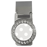 Polka Dots - White on Platinum Gray Money Clip (CZ)