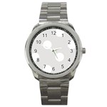 Polka Dots - White on Platinum Gray Sport Metal Watch