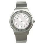 Polka Dots - White on Platinum Gray Stainless Steel Watch