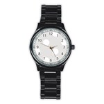 Polka Dots - White on Platinum Gray Stainless Steel Round Watch