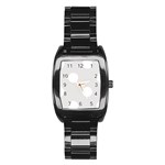 Polka Dots - White on Platinum Gray Stainless Steel Barrel Watch