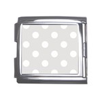 Polka Dots - White on Platinum Gray Mega Link Italian Charm (18mm)