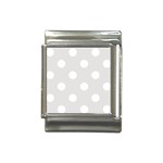 Polka Dots - White on Platinum Gray Italian Charm (13mm)