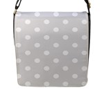Polka Dots - White on Platinum Gray Flap Closure Messenger Bag (L)