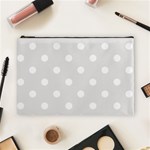 Polka Dots - White on Platinum Gray Cosmetic Bag (L)