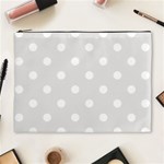 Polka Dots - White on Platinum Gray Cosmetic Bag (XL)