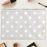 Polka Dots - White on Platinum Gray Cosmetic Bag (XXL)