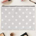 Polka Dots - White on Platinum Gray Cosmetic Bag (XXXL)