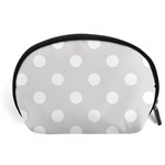 Polka Dots - White on Platinum Gray Accessory Pouch (Large)