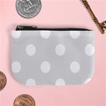 Polka Dots - White on Platinum Gray Mini Coin Purse