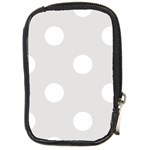 Polka Dots - White on Platinum Gray Compact Camera Leather Case