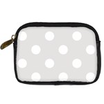 Polka Dots - White on Platinum Gray Digital Camera Leather Case
