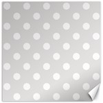 Polka Dots - White on Platinum Gray Canvas 12  x 12 