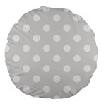 Polka Dots - White on Platinum Gray Large 18  Premium Round Cushion