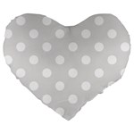Polka Dots - White on Platinum Gray Large 19  Premium Heart Shape Cushion
