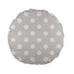 Polka Dots - White on Platinum Gray Standard 15  Premium Round Cushion