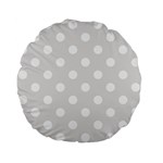 Polka Dots - White on Platinum Gray Standard 15  Premium Flano Round Cushion