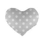 Polka Dots - White on Platinum Gray Standard 16  Premium Heart Shape Cushion