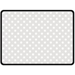 Polka Dots - White on Platinum Gray Fleece Blanket (Large) (One Side)
