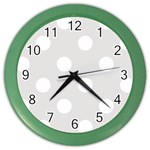Polka Dots - White on Platinum Gray Color Wall Clock