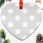 Polka Dots - White on Platinum Gray Ornament (Heart)