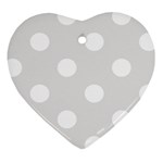 Polka Dots - White on Platinum Gray Heart Ornament (Two Sides)