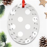 Polka Dots - White on Platinum Gray Oval Filigree Ornament (Two Sides)