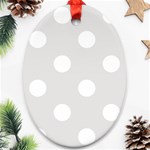 Polka Dots - White on Platinum Gray Ornament (Oval)