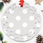 Polka Dots - White on Platinum Gray Round Filigree Ornament (Two Sides)
